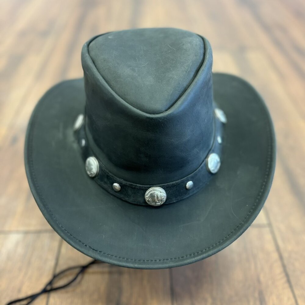 Real Leather Hats Western Style for Men and Women shapeable Brim vintage look.